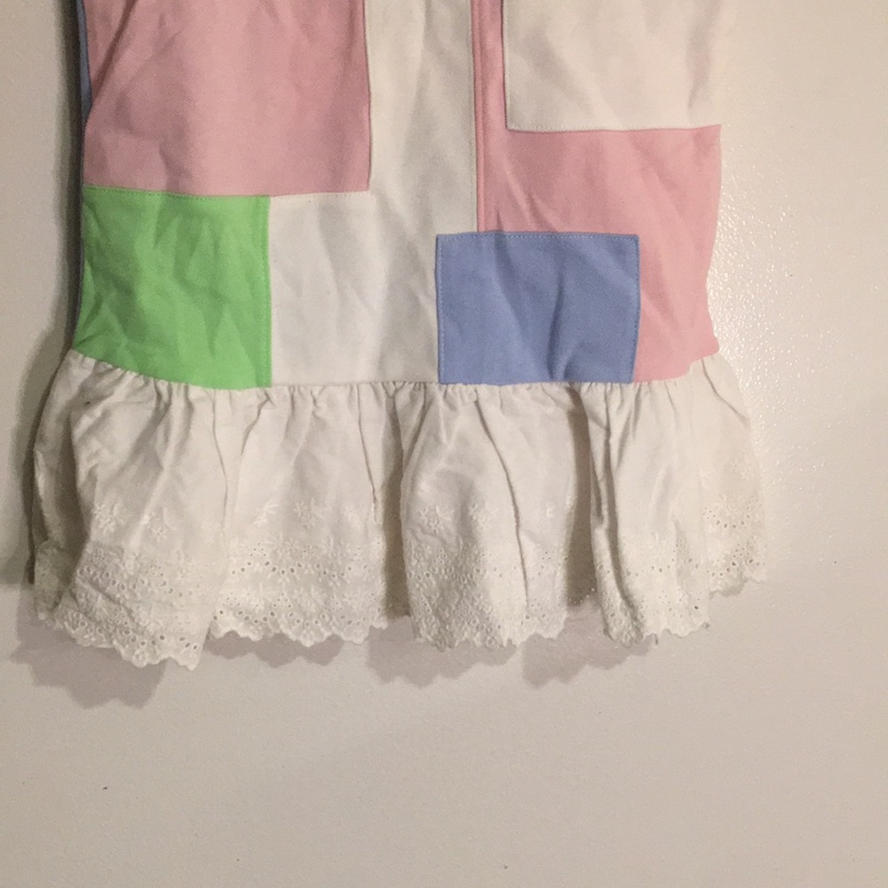 Ralph Lauren Polo Patch work Dress Size 5 NEW Light Colors Eyelet Lace hem Cute - Picture 6 of 8